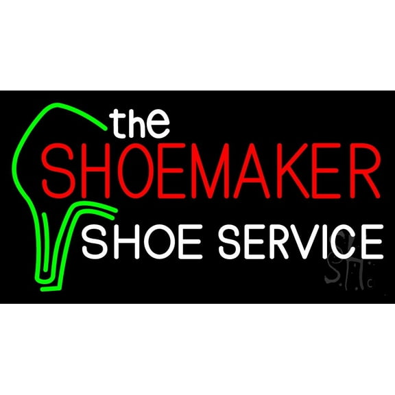 The Shoe Maker Shoe Service LED Neon Sign 13 x 24 - inches, Black Square Cut Acrylic Backing, with Dimmer - Bright and Premium built indoor LED Neon Sign for store interior Dcor, Storefront.