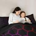 thumbnail image 4 of Feelyou Honeycomb Bedding Comforter Set 7pcs, Abstract Ombre Purple Red Full Bedding Set, 4 of 8