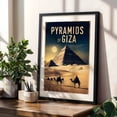 thumbnail image 4 of Vintage Pyramids of Giza Illustration | Timeless Egypt Art - Giza Governorate Egypt Illustration Pyramids Desert Travel Poster Vintage Landscape Black Framed Wall Art Print 5 x 7 inches, 4 of 8