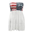 thumbnail image 4 of Loose Tank Tops Para Las Mujeres Mujeres encaje Bandeau Casual sin mangas verano vacaciones suelta vacaciones TubeTop camisa blusa plisada estiramiento túnica Top (White, L), 4 of 6