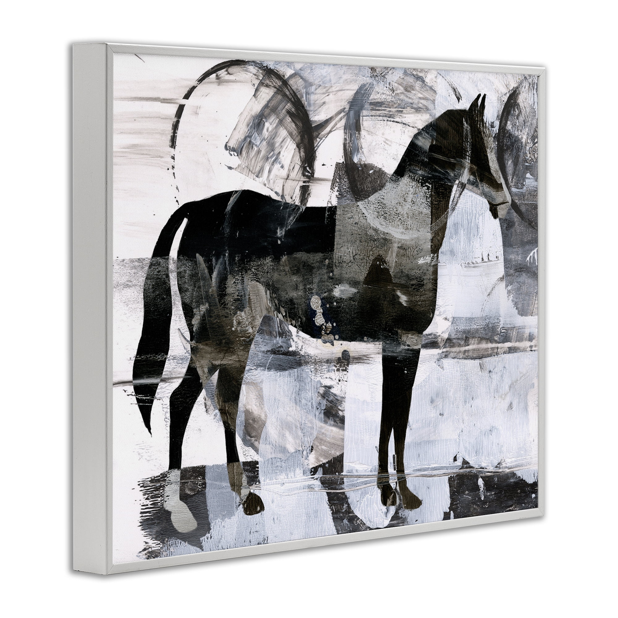 Stupell Industries Circle Pattern & Horse Animals & Insects Painting White Framed Art Print Wall Art, 30 x 24