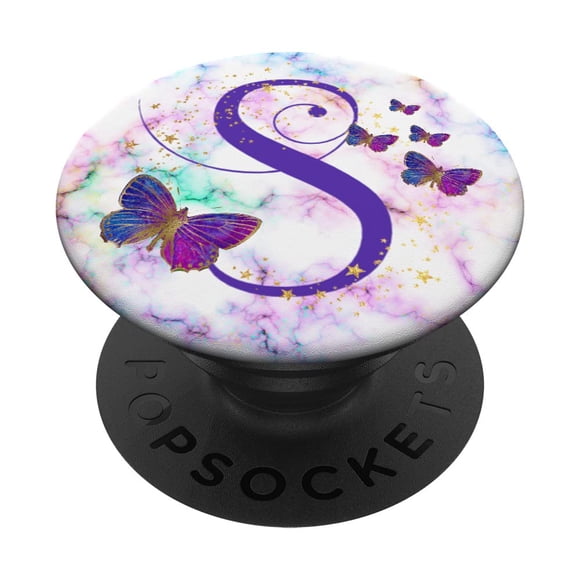 Monograma PopGrip Kimique con letra S en forma de mariposa morada