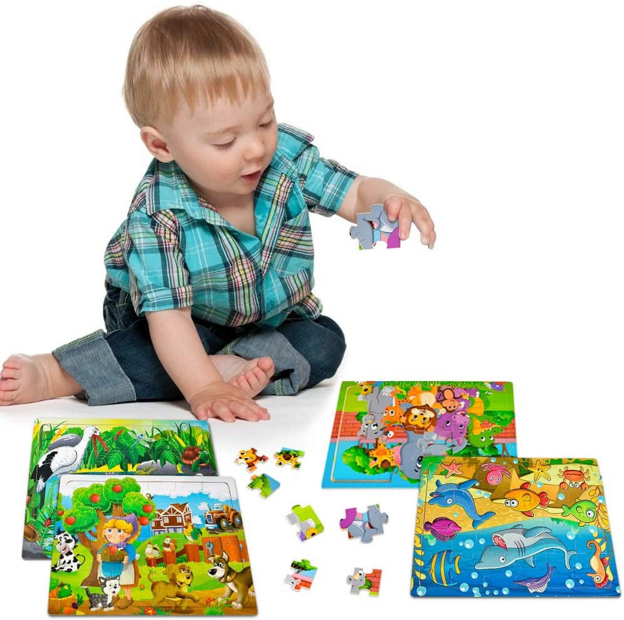 Wooden Puzzles for Kids Ages 2-5 - 24 Piece Puzzle for Toddlers Preschool Kids Jigsaw Puzzles - 4 Pack Vibrant Children Theme Learning Educational Puzzle Set for Kids 2 3 4 5 Year Old - image 5 of 7