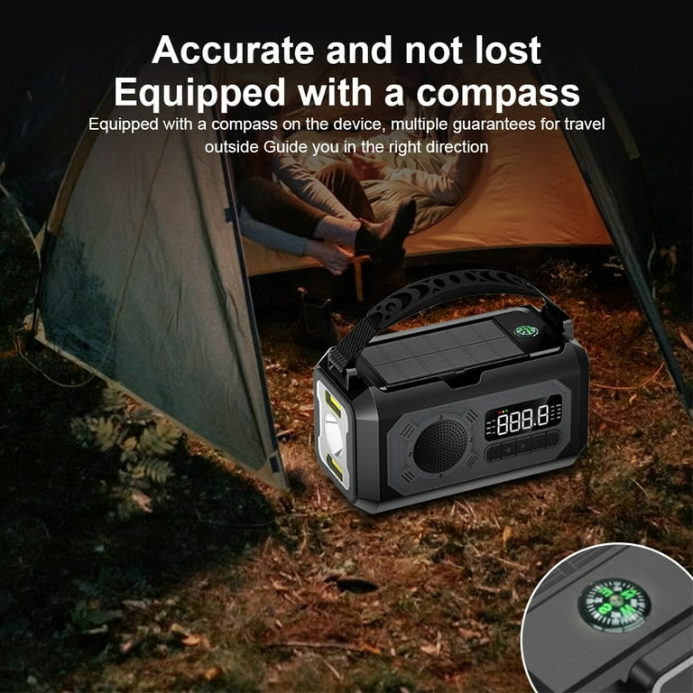 Raynic Solar Radio, 12000mAh/44400mWh Battery Operated Weather Radio Hand Crank Emergency Radio Am Fm Sw Noaa Alert Cell Phone Charger Type C Charging