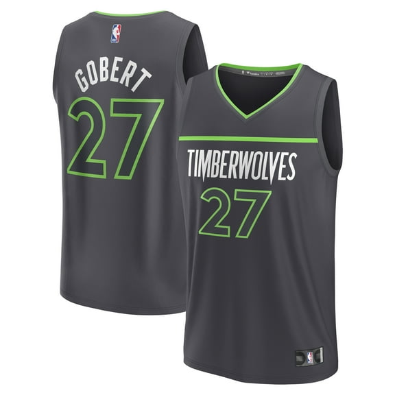 Youth Fanatics Rudy Gobert Black Minnesota Timberwolves Fast Break Replica Player Jersey - Statement Edition