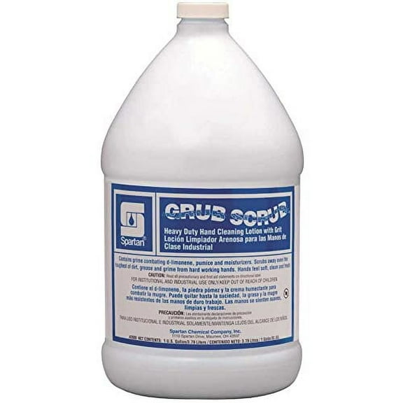 Grub Scrub Heavy Duty Hand Cleaning Lotion with Grit, Flat Top, 1 Gallon Bottle, 4 Bottles Per Case