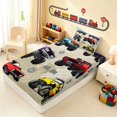 thumbnail image 2 of Erosebridal Monster Truck Twin Fitted Sheet, White Background Bedding, Monster Trucks White 2pcs 1 Fitted Sheet and 1 Pillowcase, 2 of 6