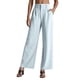 thumbnail image 1 of Pantalones de vestir de cintura alta y pierna ancha para mujer - Pantalones de trabajo con pliegues, elástico en la parte trasera y bolsillos laterales, 1 of 5
