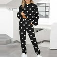 thumbnail image 2 of Elainilye Fashion Sweatsuits for Women Casual Print Long Sleeve Round Neck Sweatshirt Top and Pants Set Two Piece Outfits,Black, 2 of 5