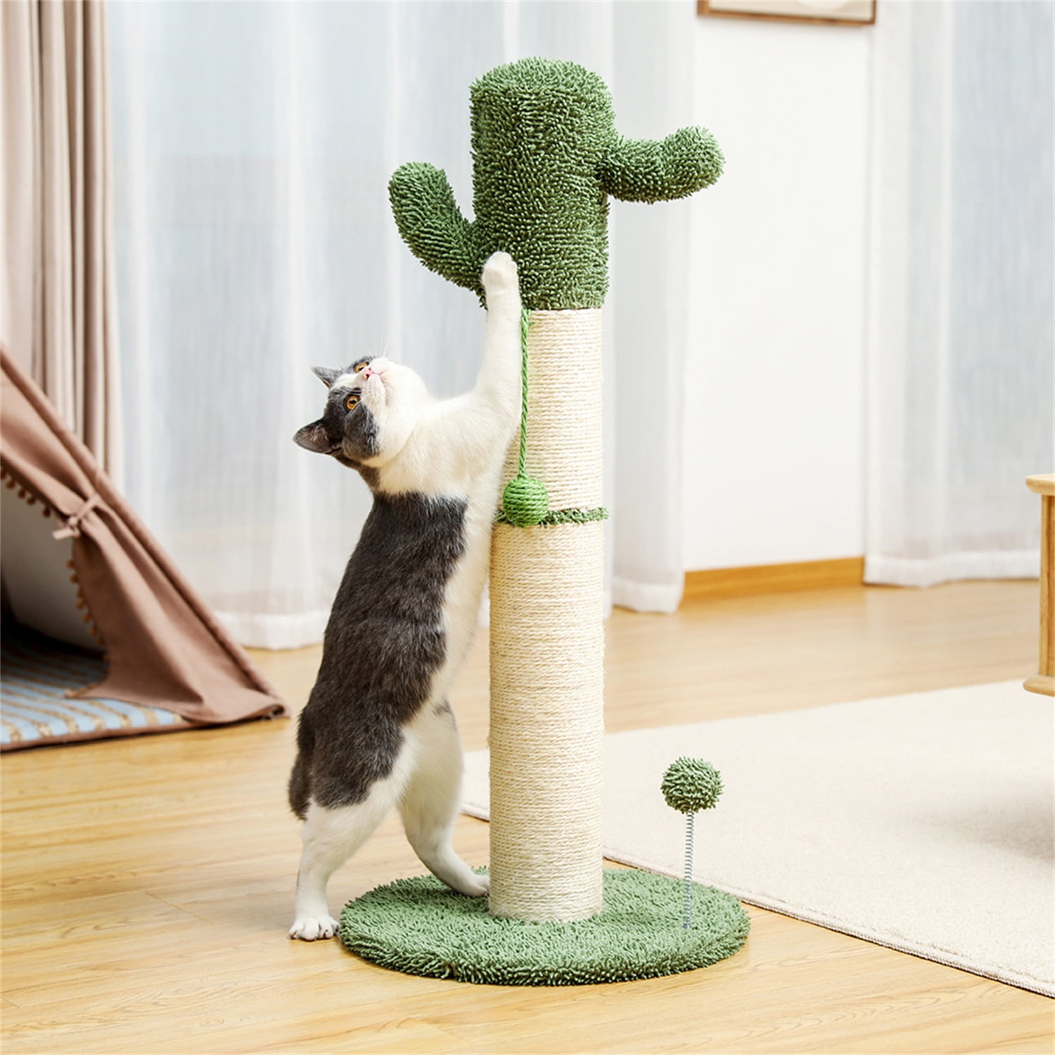 Pefilos 33" Cat Scratching Post for Large Cats with Sisal Rope Scratch Posts Cat Scratching Post for Furniture Interactive Ball Toys Vertical Scratcher for Indoor Cats Kitten Tree, White Pefilos 33" Cat Scratching Post for Large Cats with Sisal Rope Scratch Posts Cat Scratching Post for Furniture Interactive Ball Toys Vertical Scratcher for Indoor Cats Kitten Tree, White