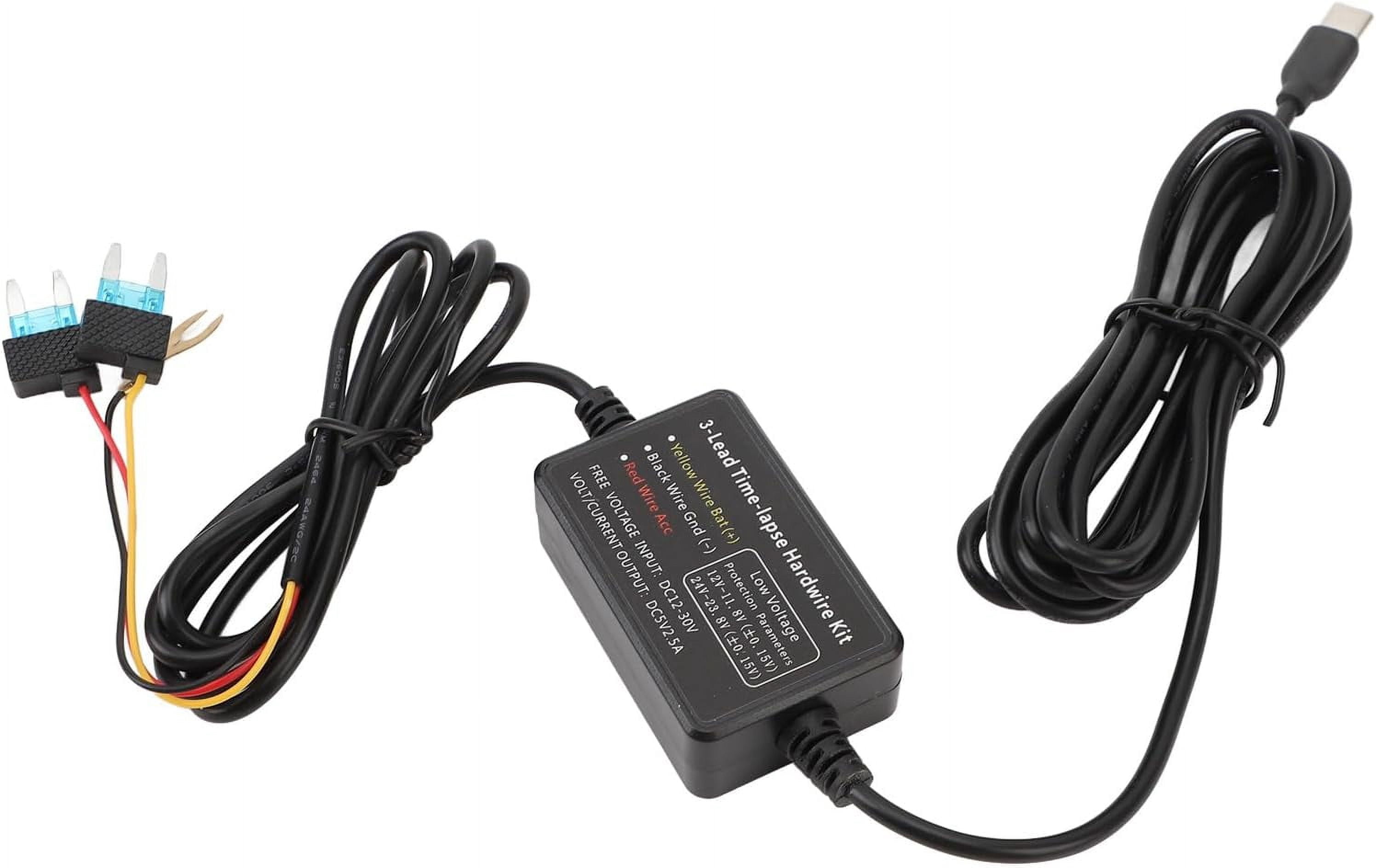 PinesC Type C Dash Cam Hard Wire Kit for 24 Hour Power Supply, Universal Compatibility with Dashcam, Rearview Mirror Camera, GPS Navigator and Detector