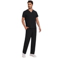 thumbnail image 4 of Niaahinn Scrubs for Men Set – V-Neck Top & Straight Leg Pants Stretch Nursing Uniform Set with Adjustable Waistband and Multiple Pockets, 10 Colors, 4 of 5