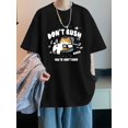 thumbnail image 1 of Camiseta informal de algodón para hombre con estampado de gato divertido. Transpirable, holgada para verano y lavable a máquina., 1 of 7