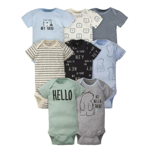 Gerber Gerber Baby Boy Short Sleeve Multipack Bodysuit Onesies, 8Pack, (Preemie9 Months