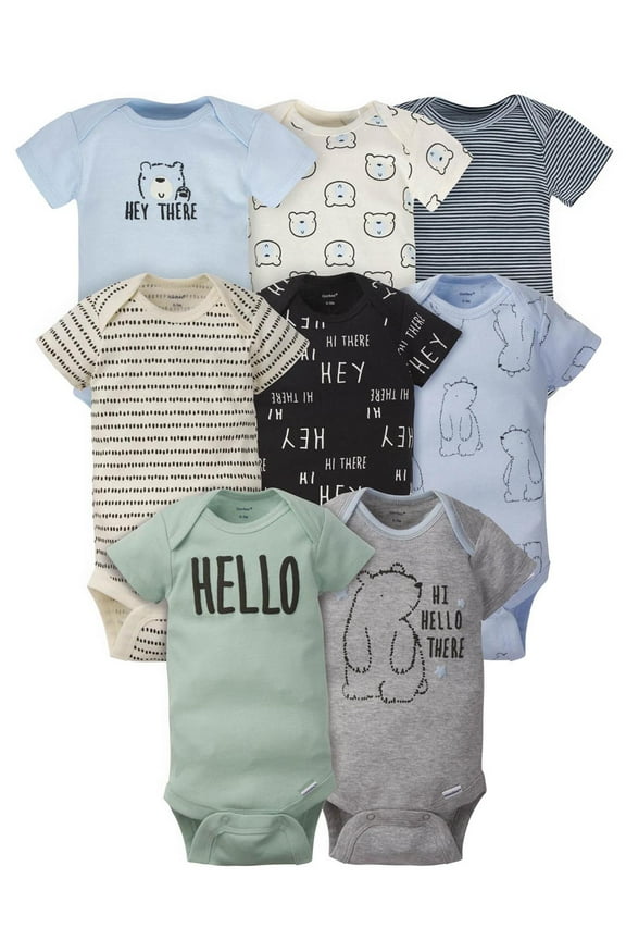 Baby Boy Short Sleeves Onesies Bodysuits, 8-Pack, Sizes Newborn-12M