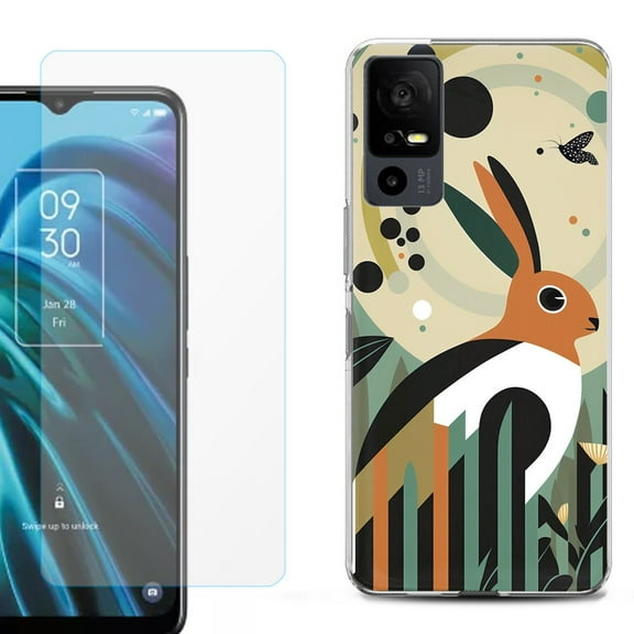 OneToughShield ® for TCL 40 XE 5G Shockproof Fashion Phone Case, with Tempered Glass Screen Protector - Rabbit