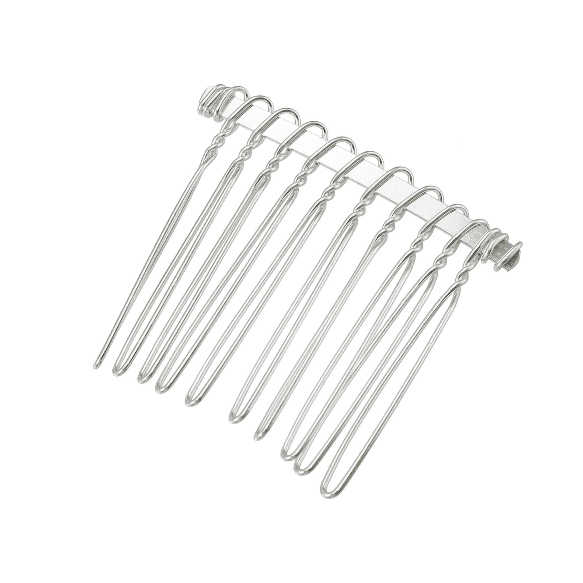 Unique Bargains 4 Pcs No Slip Hair Side Combs Accessories Metal 1.6" Silver Tone