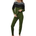 thumbnail image 4 of Pantalones De Cuello Redondo, Ropa De Salón, Pijama De Manga Larga, Conjunto Cálido, Lavable A Máquina, 2 Piezas, Corbata De Cintura Para El Día A Día Para La Oficina ANGGREK Verde S, 4 of 6