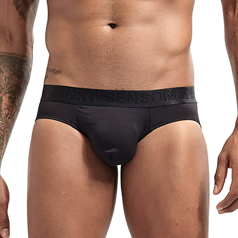 zuwimk Mens Briefs,Men's Dual Pouch Underwear Classic Fit Comfy Soft Cotton  Briefs Black,XL