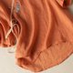 thumbnail image 5 of Camiseta holgada de algodón y lino con cuello en V y mangas 3/4 para mujer - Top informal de color liso con detalles intrincados, tallas M-XXXXL, 5 of 5