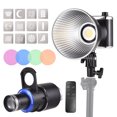 thumbnail image 1 of Lámpara de fotografía YONGEER Portable 100W Focusing Video Light COB Light Photography Luz continua 2800K-6500K Regulable con Snoot cónico óptico para modelado de luz 4pcs Filtros de color 12pcs Tarje YONGEER Lámpara de fotografía, 1 of 7