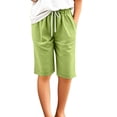 thumbnail image 1 of LIJCC Girls Casual Knee Length Shorts Summer Lightweight Daily Solid Color Elastic High Waist Casual Loose Drawstring Shorts, 1 of 9