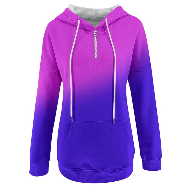 Aayomet Hoodies For Women Plus Size Women's Full-Zip Lined Hoodie Sports  Sweatshirts with Handy Pockets & Inside Pocket,Purple XL 