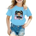 thumbnail image 1 of PMVFHDE Hauts à Manches Courtes pour Fille Hauts Mignons pour Fille Hauts d'Été Tendance pour Filles Robe T-Shirt Tendance pour Filles T-Shirt Graphique Mignon à Col Rond Manches Courtes T-Shirt Décontracté d'Été Bleu, 3-4 Ans, 1 of 5