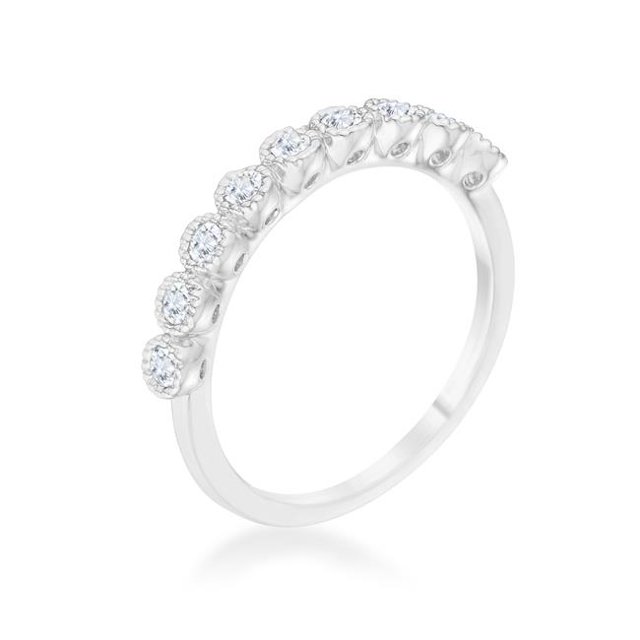 Womens Bea 0.27 CT Cubic Zirconia Rhodium Delicate Band - Size 5