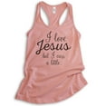 thumbnail image 1 of I Love Jesus But I Cuss A Little Tank Top, Ladies Racerback Tank Top, Cute Jesus Tank, Christian Tank, Desert Pink, Small, 1 of 3
