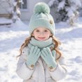 thumbnail image 2 of mgoYE Girls Boys Beanie Hat Glovs Set Fleece Lined Winter Hat with Pom Pom for Cold Weather, 2 of 5
