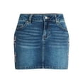 thumbnail image 5 of Madden NYC Women's Embroidered Bow Denim Skirt, Sizes XXS-XXL, 5 of 5