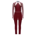 thumbnail image 3 of dPois Combinaison de Danse Intégrale pour Filles avec Strass Manches Longues Bourgogne 6, 3 of 5
