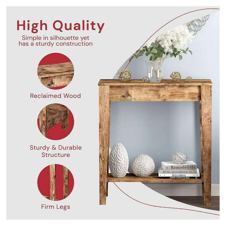 CintBllTer CintBllTer Rustic Farmhouse Entry Table Brown Solid