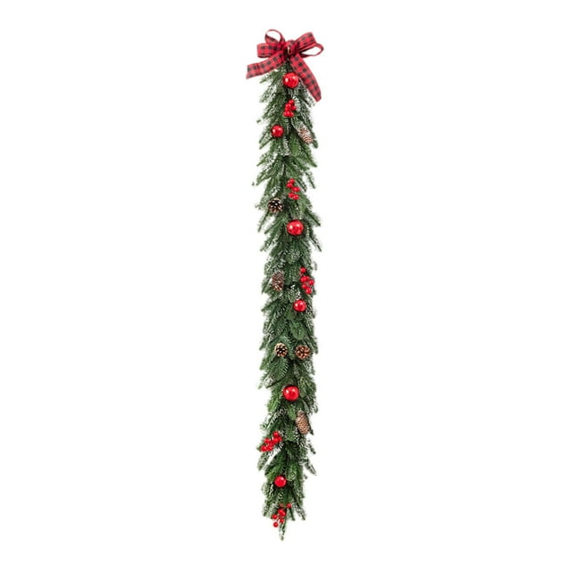 Corona navideña artificial BLESIY decoración navideña para ventana sala de estar 150 cm x 5 cm