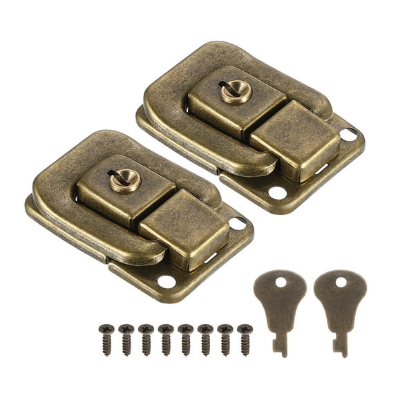 Uxcell 1.6"x1.10" Iron Suitcase Lock Hasp Toggle Catch Latch with Key/Screw, Bronze 2Pcs