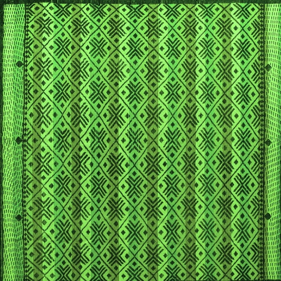 Ahgly Company Indoor Square Abstract Green Modern Area Rugs, 5' Square