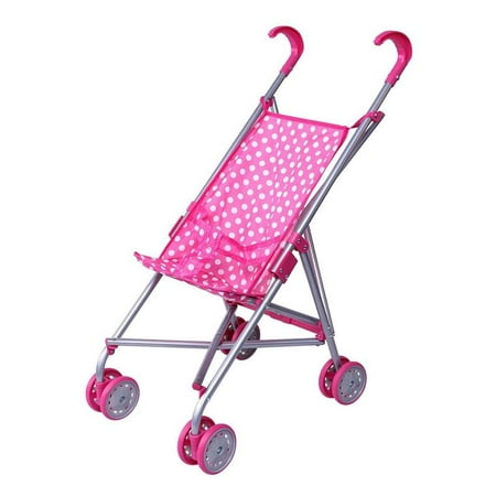 Click N Play Precious Toys Pink and White Polka Dots Foldable Doll Stroller (with Swivel Wheels)