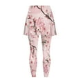 thumbnail image 5 of SCRAWLGOD Peach Blossom Butterfly Pink Comfortable Gym Leggings with Skirt for Women Non See-Through Breathable Golf Tights High Waist Casual Tennis Yoga Skorts Leggings, XL, 5 of 7