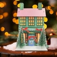 thumbnail image 7 of Wooden LED Christmas Decorations (Green House) - Mini LED Glow Scene Decor - Home Desktop Holiday Ornament for Tabletop Display, 7 of 7
