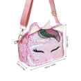 thumbnail image 4 of GOOHOCHY 1 unid lindo mini lentejuelas en forma de unicornio bolsos de oreja niñas casual cadena messenger crossbody bolso de hombro (blanco anti-rosa), 4 of 7