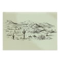 thumbnail image 1 of Western Cutting Board, Wild West Landscape Illustration Mountains Desert Plants Cowboys on Horses, Decorative Tempered Glass Cutting and Serving Board, Large Size, Beige Black, by Ambesonne, 1 of 1