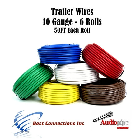 6 Way Trailer Wires Light Cable for Harness 50 FT Each Roll 10 Gauge 6 (Best Way To Part Out A Vehicle)