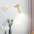 thumbnail image 6 of Home Decoration Hangs Swing Arm Wall Sconce Lighting Led Wood Wall Lamp Adjustable Wall Mount Light Fixtures Bedroom Bedside Reading Lamps For Restaurant Living Room Study Cafe,White Home Decoration H, 6 of 6