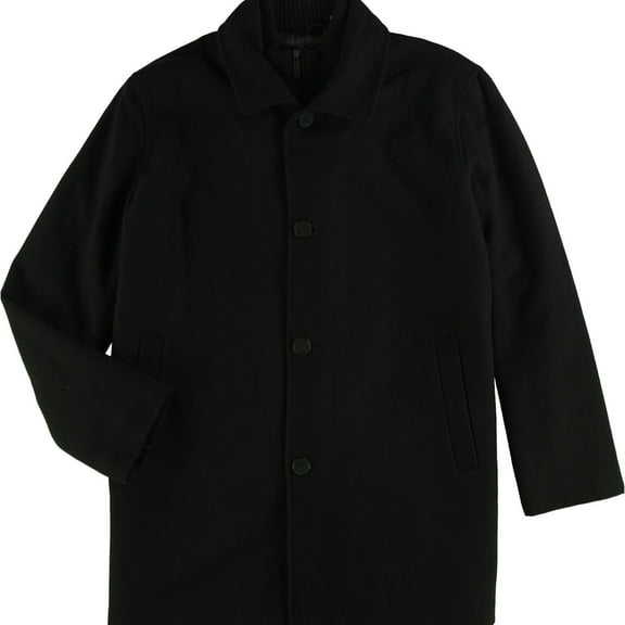 Kenneth Cole Mens Wool Blend Coat, Black, Medium
