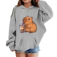 thumbnail image 4 of CHENge Hoodies For Teen Girls,Capybara Print Cute Cartoon Pullover Sweatshirt, Back To School Boys and Girls Youth Pocket Sweatshirt(Grey,12-13 Years), 4 of 4