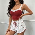 thumbnail image 5 of Bovxnpu Women's Pajamas Set Short Sleeve Crew Neck Top Shorts Pajamas Set Sleepwear Sleepwear, 5 of 7
