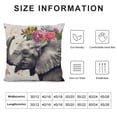 thumbnail image 5 of Awypu  Throw Pillow Covers Animal Elephant Head with Watercolor Flower Wreath Square Standard Home Decorative Pillow Cases Cushion Cover 24x24in, 5 of 5