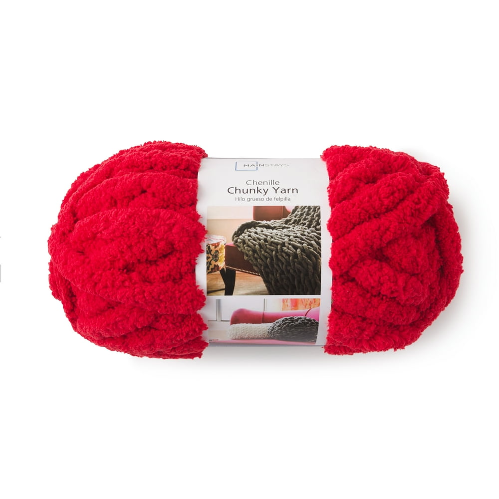 Mainstays Bulky 100 Polyester and Chenille Red Yarn, 31.7 yd Walmart