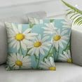 thumbnail image 3 of nygtbtfer Pillow Set of 2 Throw Pillows Garden Flower Decorative Pillow Cases Square Indoor Outdoor for Home Couch Bed, Cyan 12x12in, 3 of 7